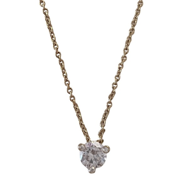 KATE SPADE • Brilliant Statement Tri-Prong Clear Crystal Pendant Gold Necklace - Picture 3 of 7